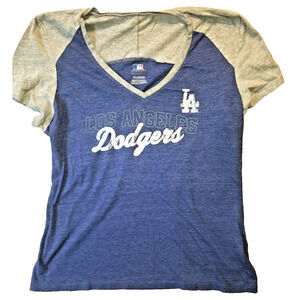 Los Angeles Dodgers Shirt Women's‎ 2XL Blue & Grey MBL Authentic Gameday